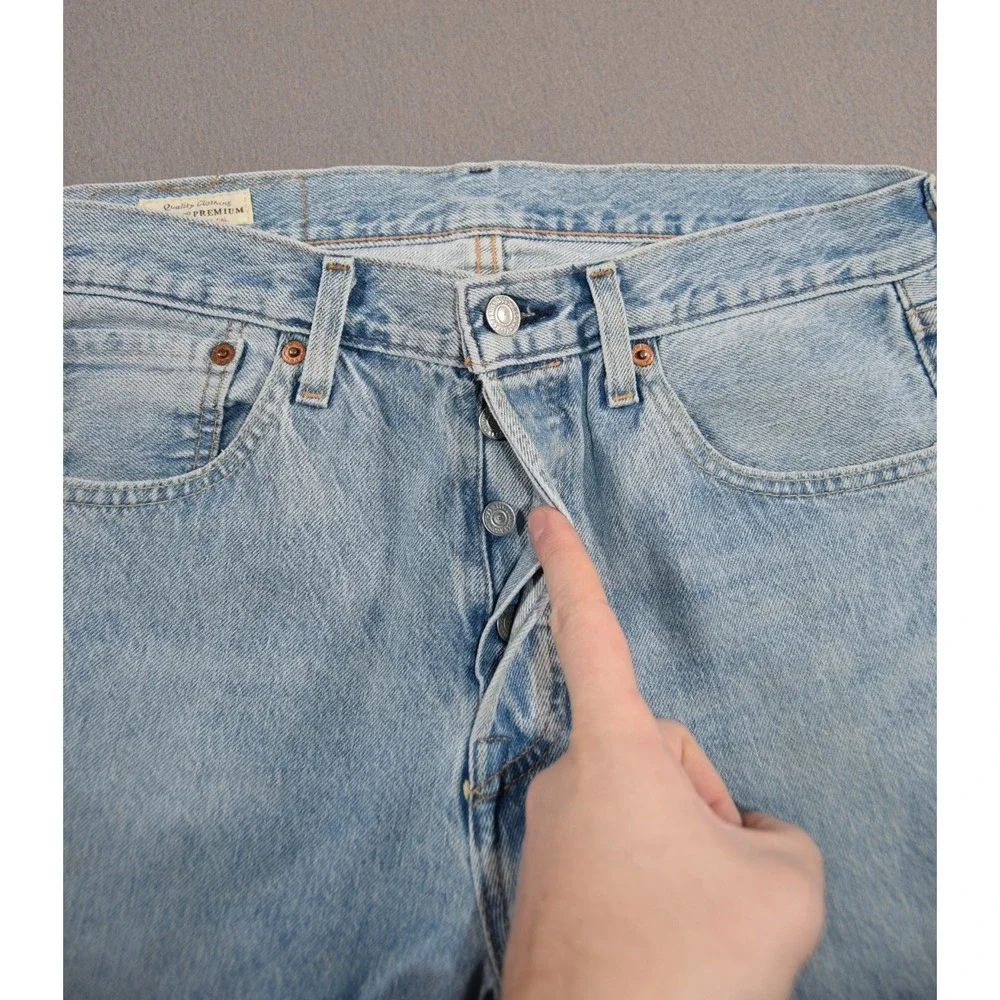 Levis 501 Jeans Mens 30x32 Slim Taper Big Tab Medium Wash Premium Button Fly XX